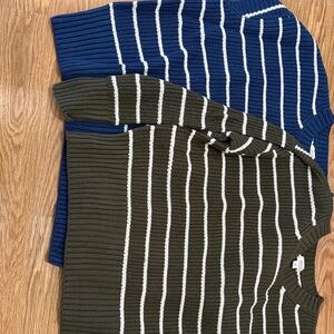 a.n.a set of two sweaters striped Blue and striped Green Womens Sweater